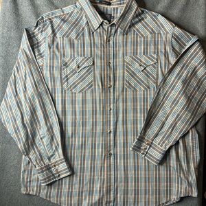 Pendleton Mens Frontier Collection Western Wear Pearl Snap Shirt Blue Plaid XXL